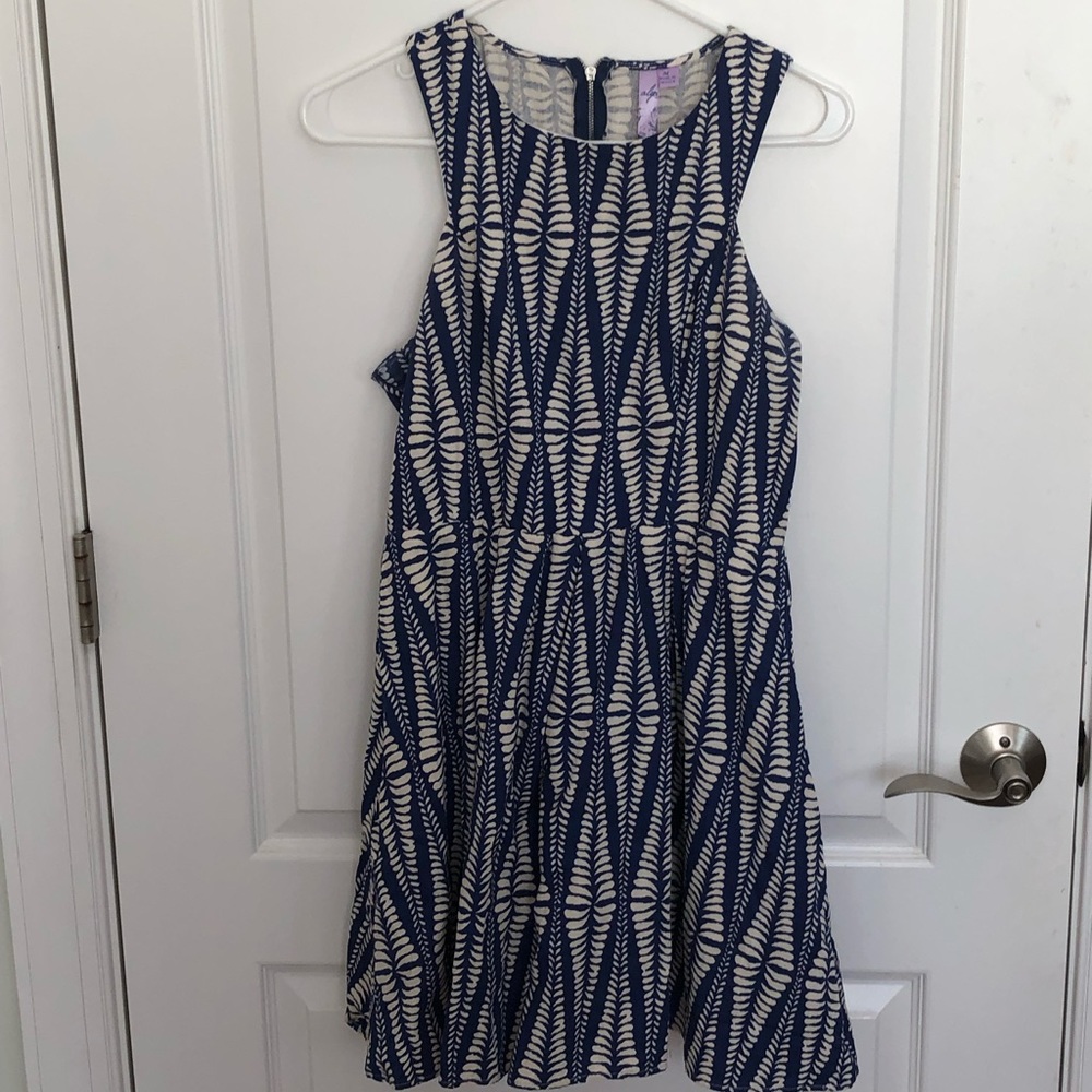 Blue and white dress